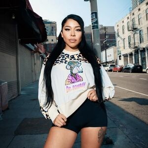 Death Row Records  bombay Women's tan and Leopard Print Sweatshirt&velour pants